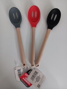 Cooking Concepts Set of 3 Silicone-Topped Slotted  Spoons